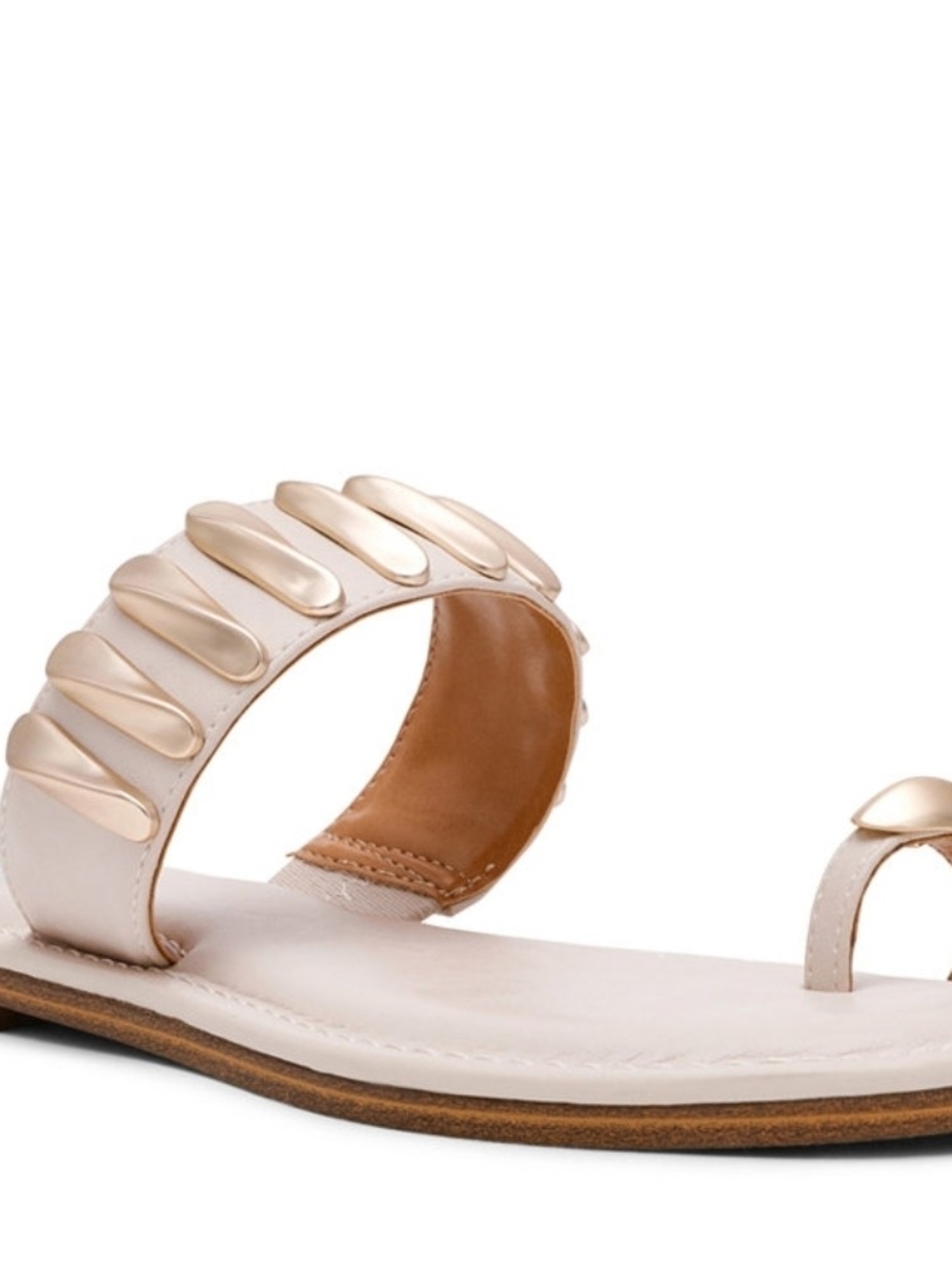 Dolce Vita Blush Nude Toe-Ring Sandals with Gold Accents